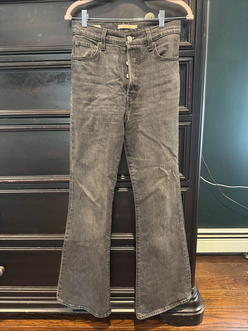 Levi's Ribcage Flare distressed black Jeans